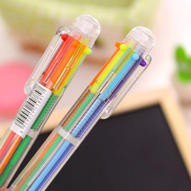 2 Pcs/lot Multicolor Ballpoint Pen 6 Colors Novelty Creative Ball